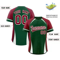 Green Crimson-White Color Block Authentic Baseball Jersey 2