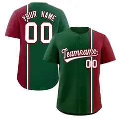Green Crimson White Color Block Authentic Baseball Jersey 1