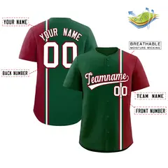 Green Crimson White Color Block Authentic Baseball Jersey 2