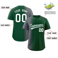 Green Dark Gray Pinstripe Gradient Baseball Jersey 2