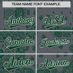 Green Dark Gray White Cashew Flower Graffiti V-Neck Hockey Jersey 3