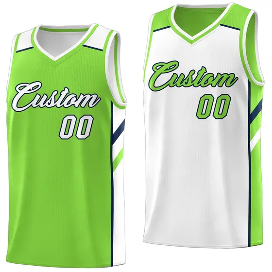 Green Double Side Tops Training Basketball Jersey