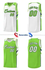 Green Double Side Tops Training Basketball Jersey 4