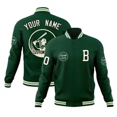 Green Full-Snap Varsity Letterman Baseball Jacket 1