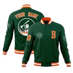 Green Full-Snap Varsity Letterman Baseball Jacket 1