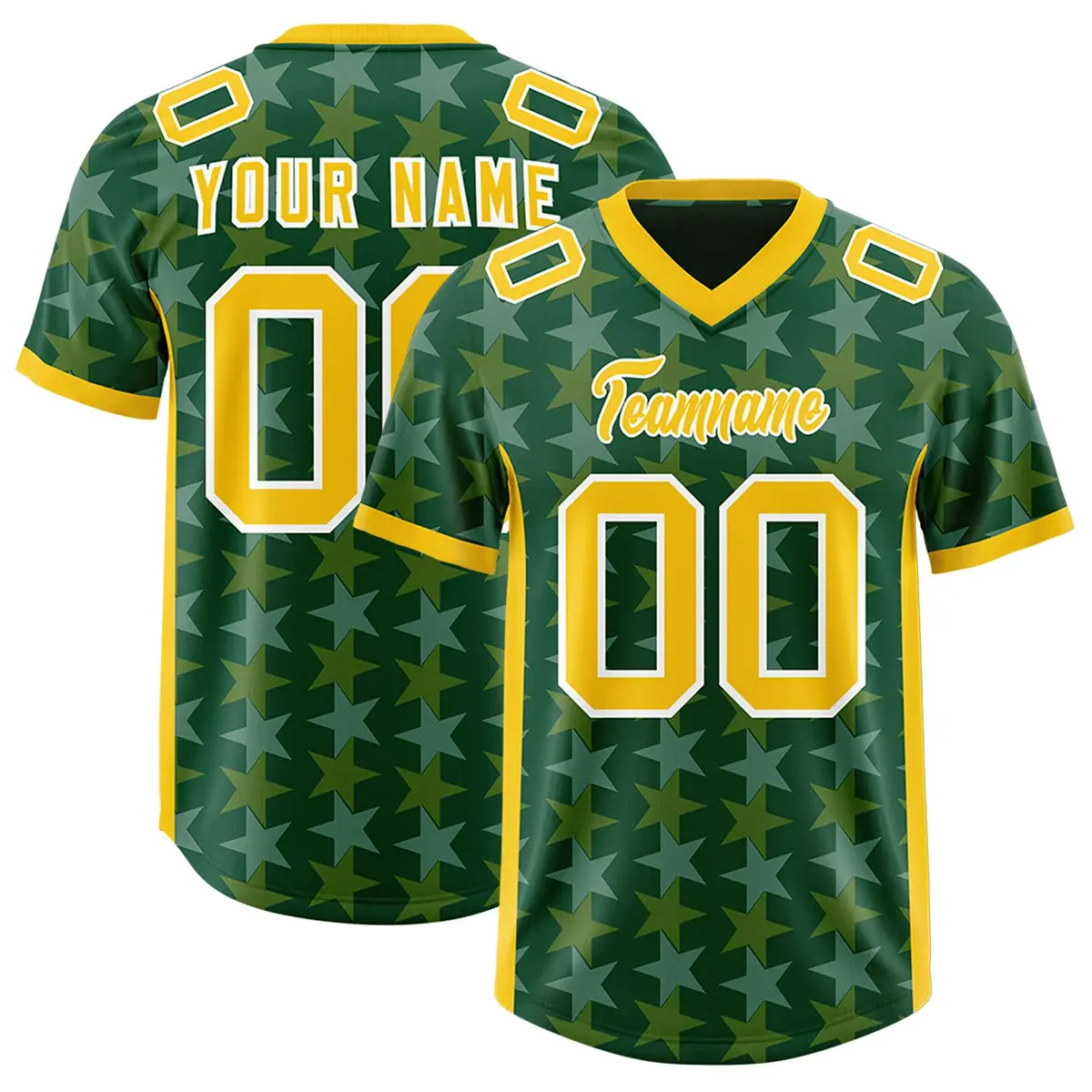 Green Gold All Star Graffiti Pattern Football Jersey