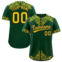 Green Gold Baroque Style Baseball Jersey