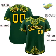 Green Gold Baroque Style Baseball Jersey 2