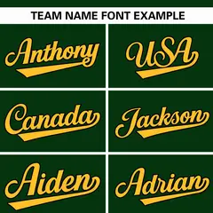 Green Gold-Black Full-Zip Varsity Letterman Bomber Jacket 5