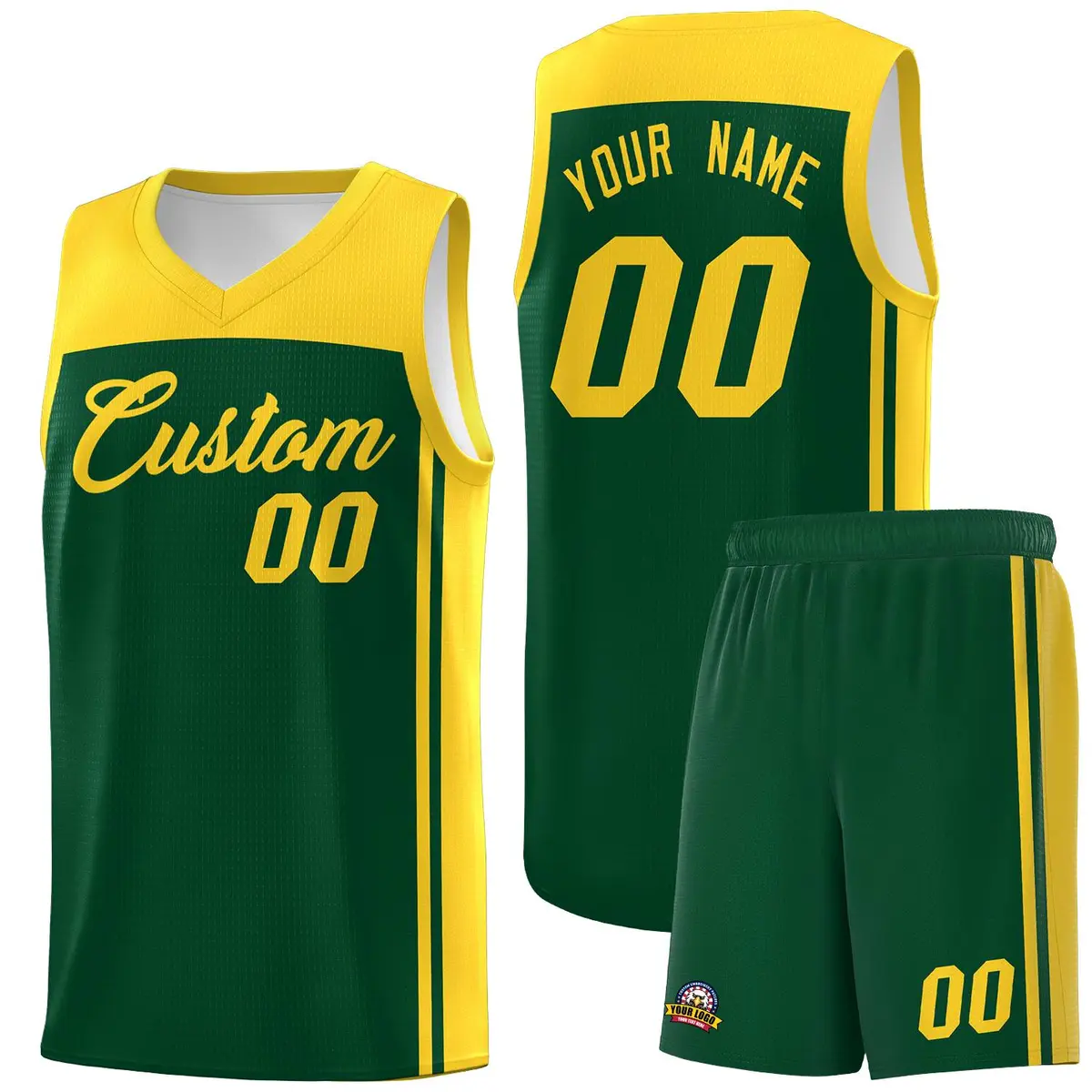 Green Gold Classic Sets Basketball Jersey