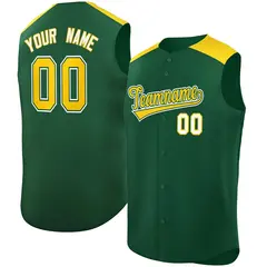 Green Gold Classic Sleeveless Baseball Jersey 1