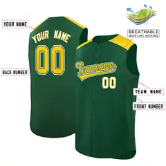 Green Gold Classic Sleeveless Baseball Jersey 2
