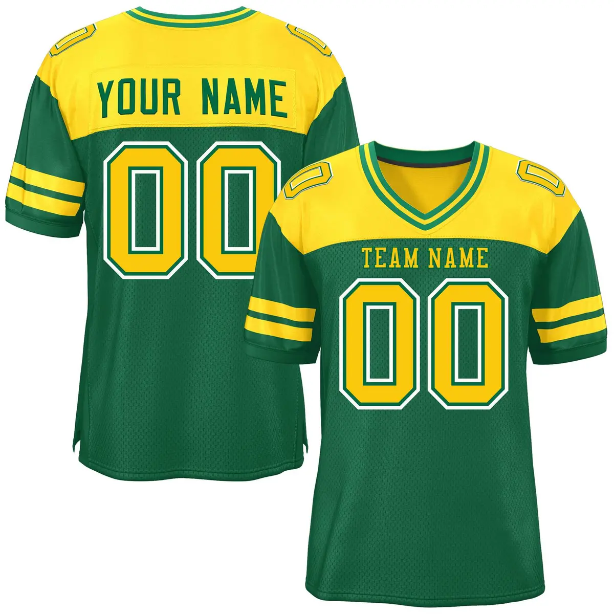 Green Gold Color Block Authentic Football Jersey