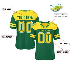 Green Gold Color Block Authentic Football Jersey 2