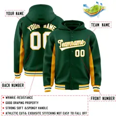 Green Gold Color Block Varsity Letterman Jacket Hoodie 4