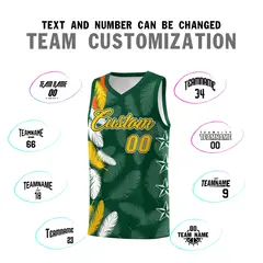 Green Gold Feather Series Graffiti Pattern Basketball Jersey 4