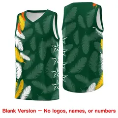 Green Gold Feather Series Graffiti Pattern Basketball Jersey 6