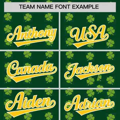 Green Gold Four Leaf Clover Pattern St. Patrick's Day Baseball Jersey 3