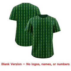 Green Gold Four Leaf Clover Pattern St. Patrick's Day Baseball Jersey 7