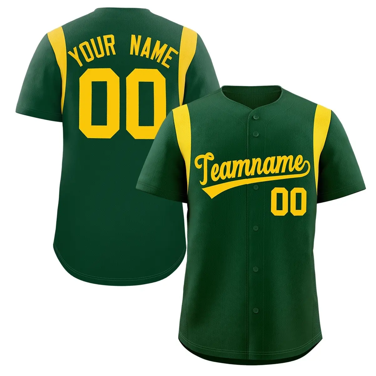 Green Gold Full Button Classic Baseball Jersey