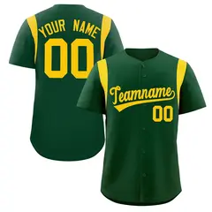 Green Gold Full Button Classic Baseball Jersey 1