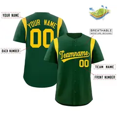 Green Gold Full Button Classic Baseball Jersey 2