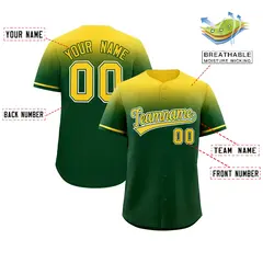 Green Gold Gradient Authentic Baseball Jersey 2