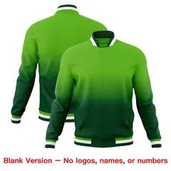 Green Gold Gradient Full-Snap Varsity Letterman Jacket 7