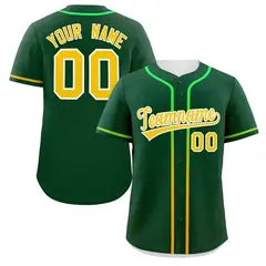 Green Gold Gradient Ribbed Authentic Baseball Jersey 1