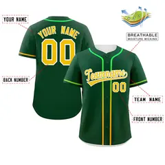 Green Gold Gradient Ribbed Authentic Baseball Jersey 2