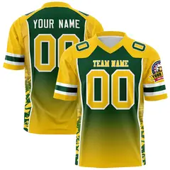 Green Gold Gradient Side Pattern Authentic Football Jersey 1