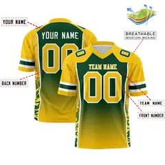 Green Gold Gradient Side Pattern Authentic Football Jersey 2