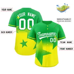 Green Gold Gradient Star Graffiti Authentic Baseball Jersey 2