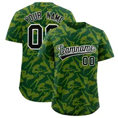 Green Gold Graffiti Pattern Authentic Baseball Jersey 1