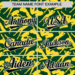 Green Gold Graffiti Pattern Authentic Baseball Jersey 3