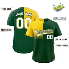 Green Gold Half Gradient Authentic Baseball Jersey 2