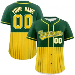 Green Gold Half Stripe Authentic Baseball Jersey 1