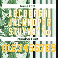 Green Gold Hawaii Tropical Flower Stripe Baseball Jersey 4