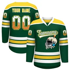 Green Gold Ice Cream Helmet Pattern Hockey Jersey
