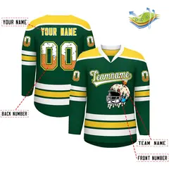 Green Gold Ice Cream Helmet Pattern Hockey Jersey 2