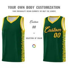 Green Gold Indians Pattern Basketball Uniform Jersey 3