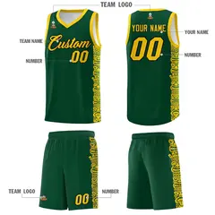 Green Gold Indians Pattern Basketball Uniform Jersey 5