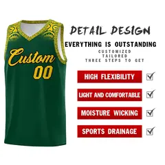 Green Gold Indians Print Sports Basketball Uniform Jersey 2