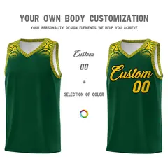 Green Gold Indians Print Sports Basketball Uniform Jersey 3