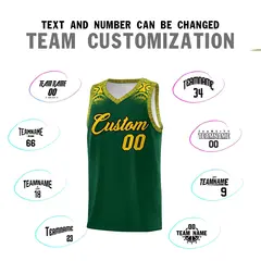Green Gold Indians Print Sports Basketball Uniform Jersey 4