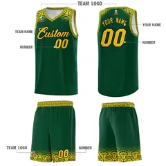 Green Gold Indians Print Sports Basketball Uniform Jersey 5