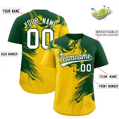 Green Gold Ink Pattern Authentic Baseball Jersey 2