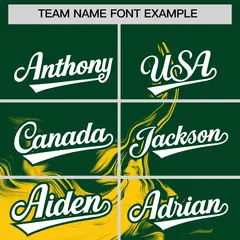 Green Gold Ink Pattern Authentic Baseball Jersey 3