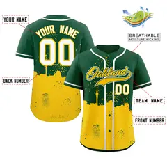 Green Gold Oakland City Nightscape Authentic Baseball Jersey 2