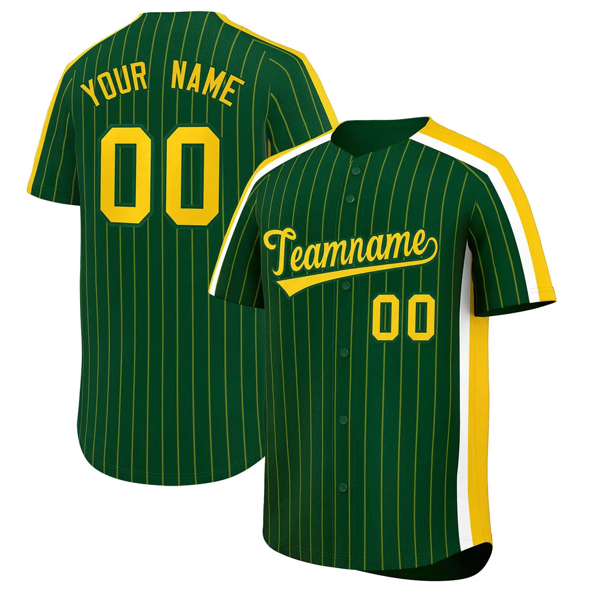 Green Gold Pinstripe Two-tone Side Authentic Baseball Jersey